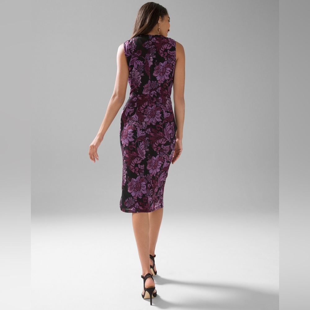 Whbm Ruched + Mesh Midi Dress - Picture 2 of 7